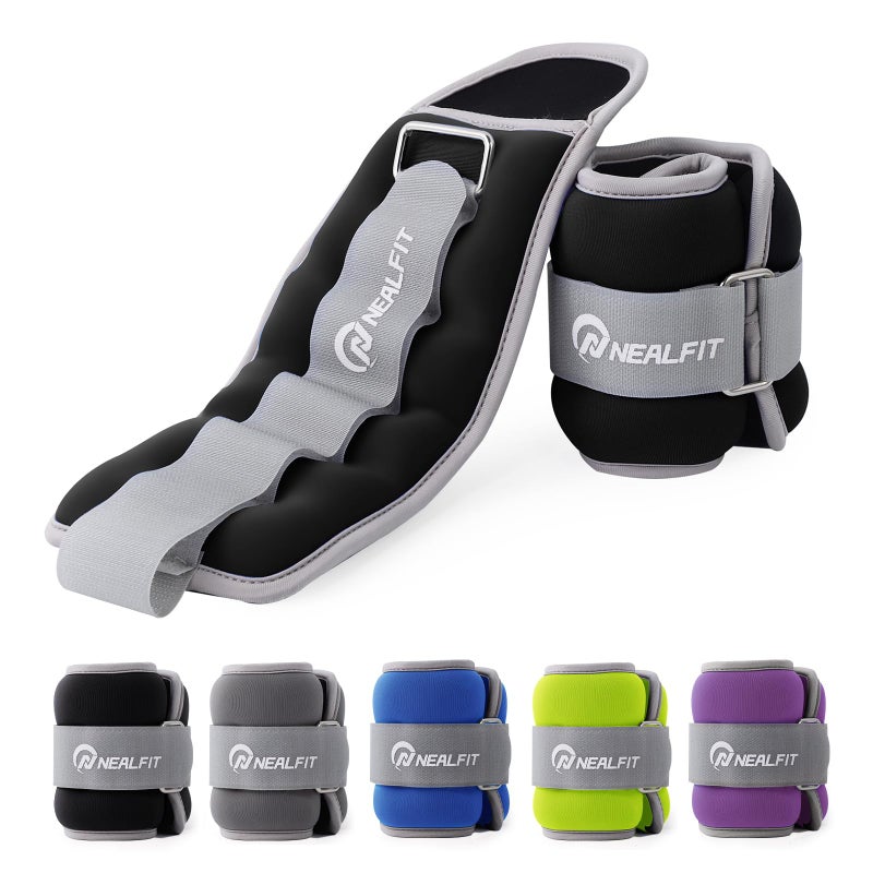 NEALFIT Ankle Weights for Men Women Kids, Leg Arm Wrist Weights with Adjustable Strap for Running, Gymnastics, Aerobics,Gym, Fitness (Purple, 2 lbs x 2) - Image 1